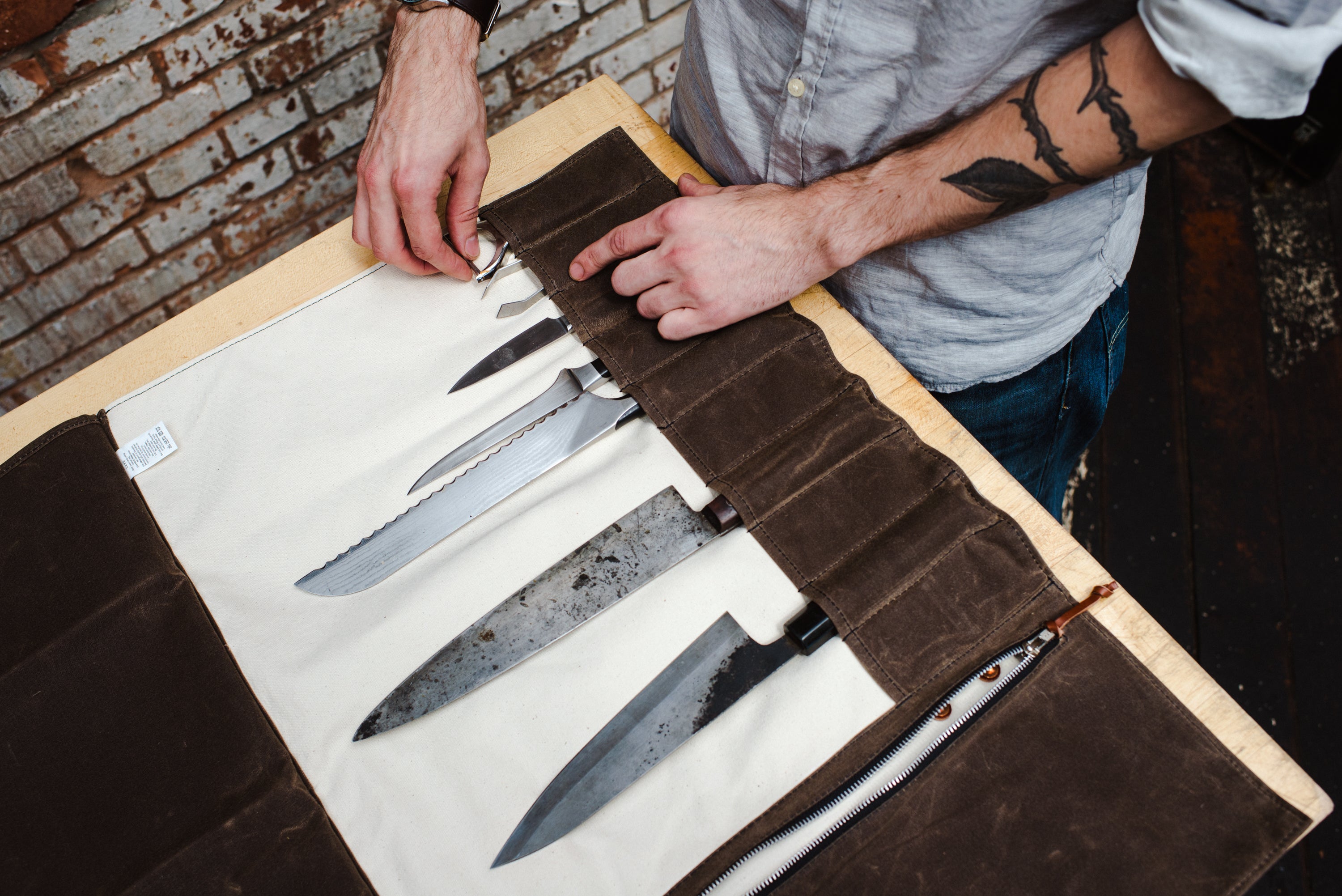 Canvas Knife Roll WS058 - Work-style Knife Rolls by KrukGarage Atelier